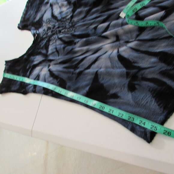 Pacific Batik Collection Tunic Top Free Size Blue Black Tie Dye Embroidered - Picture 15 of 15